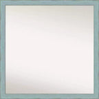 Amanti Art 28" x 28" Sky Blue Rustic Wood Wall Mirror, Square Frame