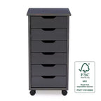 Carrello portaoggetti mobile a 6 cassetti