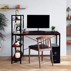 Scrivania Compatta da 47,5'' con Librerie a 4 Ripiani per Ufficio Domestico
